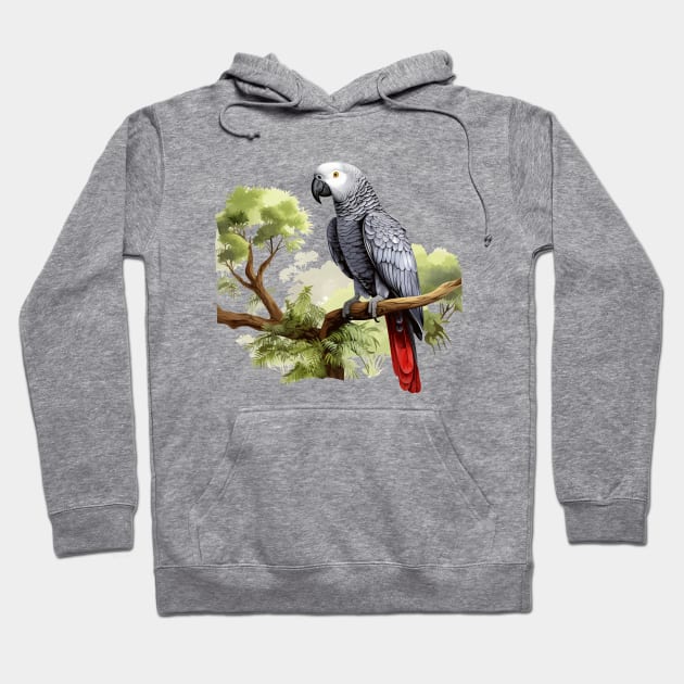 African Grey Parrot Hoodie by zooleisurelife